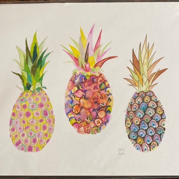 Watercolor Pineapple Print Artwork by Sarah B Martinez - Picture 1 of 2